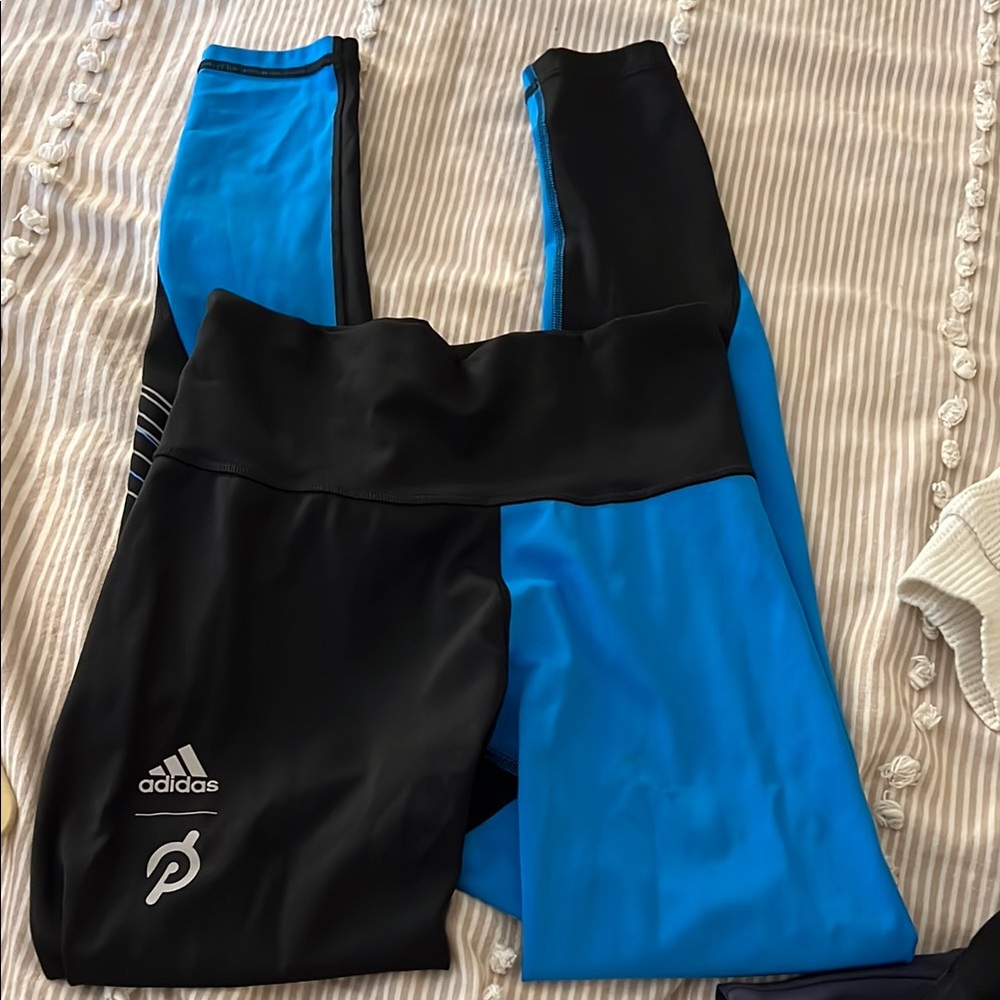 Adidas and Peloton Black and Blue Leggings